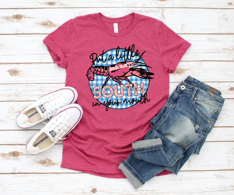 Put A Little South In Your Mouth Tee - Heather Raspberry